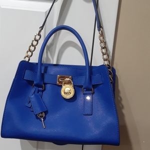 MK Blue Saffiano Satchel
